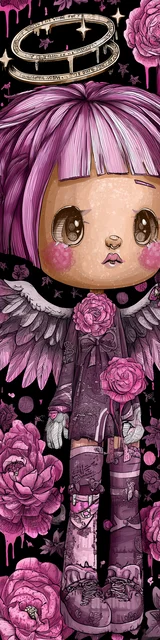 Free kawaii angel bookmark featuring pink bob kawaii angel